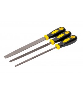 Pilník kovový MASTERTOOL 200 mm, 3 ks plochý/okrúhly/trojstranný dvojzložková rukoväť 06-0210
