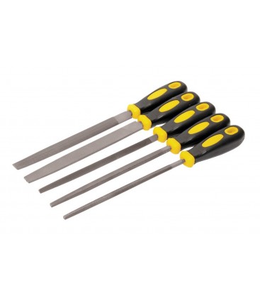 Pilník kovový MASTERTOOL 200 mm, 5 ks plochý/okrúhly/trojstranný/polkruhový/štvorec dvojzložková rukoväť 06-0250