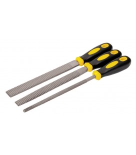 Rašple na drevo MASTERTOOL 200 mm, 3 ks plochý/okrúhly/polkruhový dvojzložková rukoväť 06-0330