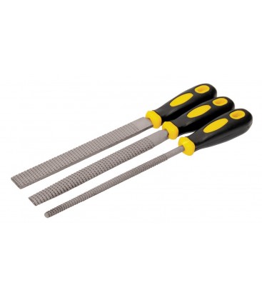 Rašple na drevo MASTERTOOL 200 mm, 3 ks plochý/okrúhly/polkruhový dvojzložková rukoväť 06-0330