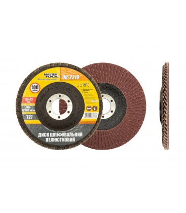 Kotúč brúsny lamelový MASTERTOOL Т27 P100 125*22 mm 08-2210