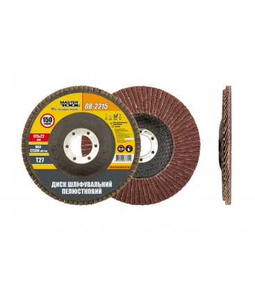 Kotúč brúsny lamelový MASTERTOOL Т27 P150 125*22 mm 08-2215