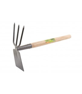 Motyčka Zahradna plochá / trojzub MASTERTOOL Neptún 380*190*70 mm s drevenou násadou 14-6194