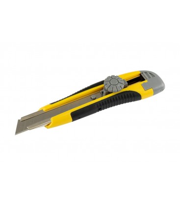 Nôž s odlamovacou čepeľou MASTERTOOL 18 mm, kovové vodidlá, skrutkovacia svorka, TPR povlak, 3 čepele 17-0118