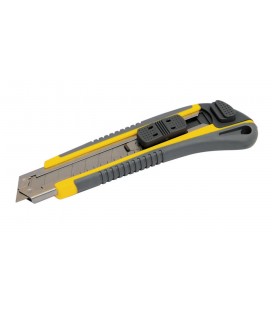Nôž s odlamovacou čepeľou MASTERTOOL AUTO 18 mm, kovové vodidlá, tlačidlová svorka, TPR povlak, 3 čepele 17-0183