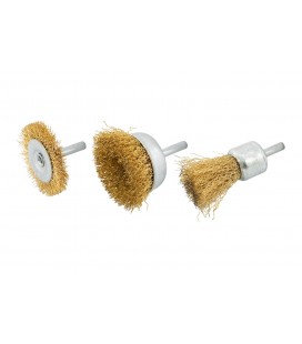 Sada drôtených mosadzných kief na vŕtačku 1/4" MASTERTOOL Ø25/50/ 50 3 ks 19-9300