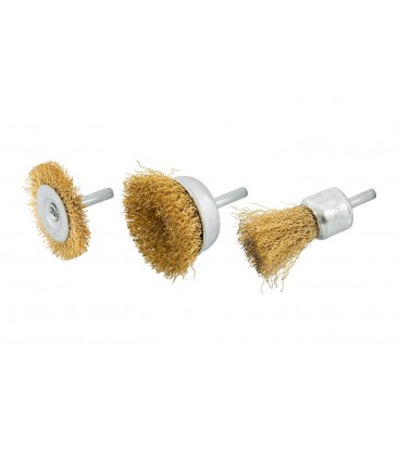 Sada drôtených mosadzných kief na vŕtačku 1/4" MASTERTOOL Ø25/50/ 50 3 ks 19-9300