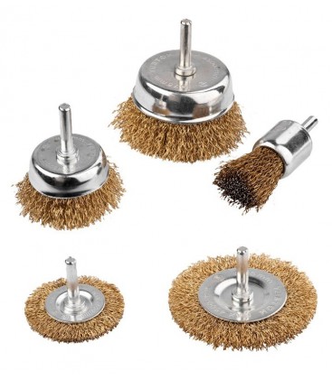 Sada drôtených mosadzných kief na vŕtačku 1/4" MASTERTOOL Ø25/50/75// 50/75 mm, 5ks 19-9501