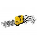Kľúče šesťhranné MASTERTOOL 1, 5-10 mm 74/172 mm s guľovou koncovkou, CRV sada 9 ks 75-0957