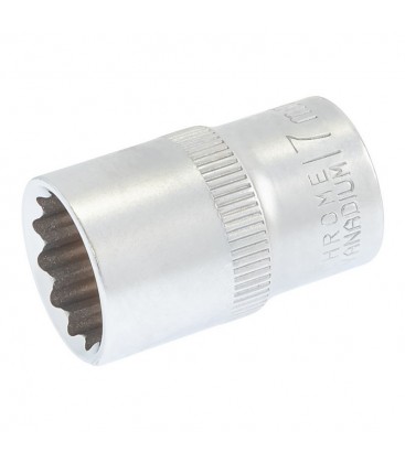 Hlavica nástrčná 12-hranná MASTERTOOL 1/2" 17 mm L 40 мм CRV 78-0617