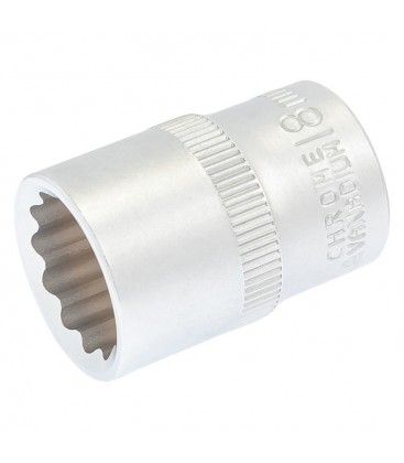 Hlavica nástrčná 12-hranná MASTERTOOL 1/2" 18 mm L 40 мм CRV 78-0618