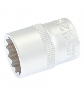 Hlavica nástrčná 12-hranná MASTERTOOL 1/2" 20 mm L 40 мм CRV 78-0620