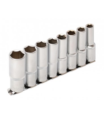 Sada hlavíc nástrčných predĺžených MASTERTOOL 1/2 " 10-22 mm L 78 mm CRV, 8 ks 78-1208