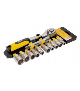 Sada hlaví nástrčných MASTERTOOL PROFI 1/2 " 10-24 mm CrV račňa 72Т, nástavec 12 ks 78-1212