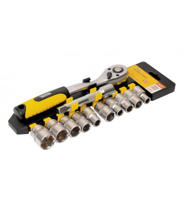 Sada hlaví nástrčných MASTERTOOL PROFI 1/2 " 10-24 mm CrV račňa 72Т, nástavec 12 ks 78-1212