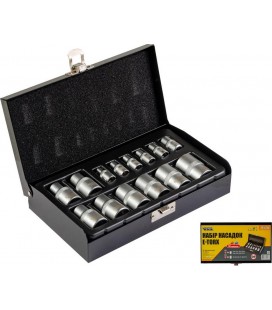 Sada hlavíc nástrčných MASTERTOOL 1/4" E4-E10 1/2" E10-E22 14 ks v kovovom kufríku 78-1414