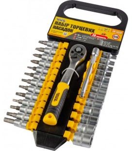 Sada hlavíc nástrčných MASTERTOOL PROFI 1/4 " 4-14 mm CrV, TORX, PH, HEX, SL, račňa 72Т, nástavec 28 ks 78-1428