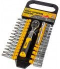 Sada hlavíc nástrčných MASTERTOOL PROFI 1/4 " 4-14 mm CrV, TORX, PH, HEX, SL, račňa 72Т, nástavec 28 ks 78-1428