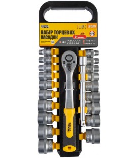 Sada nástrčných hlavíc MASTERTOOL 3/8 " 6-24 mm CrV račňa 72Т, nástavec 21 ks 78-3821