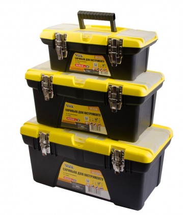 Set boxov na náradie MASTERTOOL 3 ks s kovovými zámkami, odnímateľný organizér 13"/16"/19" 79-2004