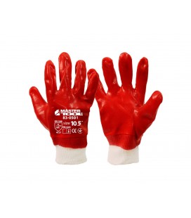 Rukavice pracovné MASTERTOOL z bavlny s červenou PVC povlakom, pletená manžeta 10, 5" 83-0501