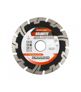 Kotúč diamantový GRANITE TURBO REINFORCED 125*2, 2 mm 22-24% 12200 ot./min ot./min 9-03-125