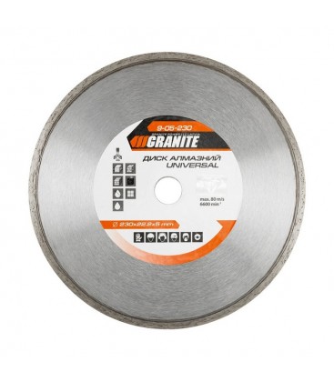 Kotúč diamantový GRANITE UNIVERSAL 230*2, 6 mm 22-24% 6600 ot./min 9-05-230