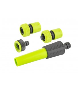 Súprava zavlažovacia MASTERTOOL 4 ks (radičná tryska regulovateľná, adaptér 1/2"-3/4" - samica, koncovka 3/4", koncovka 3/4" STO