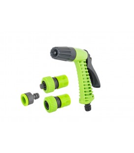 Zavlažovacia súprava MASTERTOOL 4 ks (pištoľ regulovateľná, adaptér 1/2"-3/4" - samica, koncovka 3/4", koncovka 3/4" STOP - sami