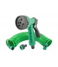 Zavlažovacia súprava MASTERTOOL 5 ks (pištoľ 7 funkcií, špirálová hadica 10 m, adaptér 1/2"-3/4" - samica, koncovka 3/8" - 2 ks)