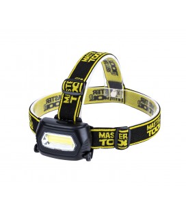 Lampa čelová MASTERTOOL nastaviteľné 3 funkcie, 3W COB LED, 120 Lum/7000K, 10 m, 3xAAA, ABS 94-0810