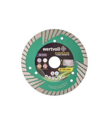 Kotúč diamantový WERTVOLL TURBO 125*2, 4 mm 0, 24 výška segmentu 8 mm adaptér 22, 2-20 mm 12250 ot./min DM-2125