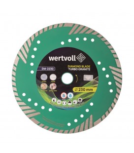 Kotúč diamantový WERTVOLL TURBO 230*3 мм 0, 24 výška segmentu 8 mm adaptér 22, 2-20 mm 6650 ot./min DM-2230