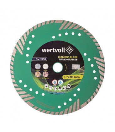 Kotúč diamantový WERTVOLL TURBO 230*3 мм 0, 24 výška segmentu 8 mm adaptér 22, 2-20 mm 6650 ot./min DM-2230