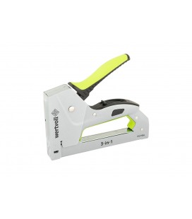 Pištoľ sponkovacia 3-v-1 WERTVOLL spony R53 4-14 mm/klince s hlavičkou aj bez hlavičky14 mm, opláštená rukoväť TPR FX-1104